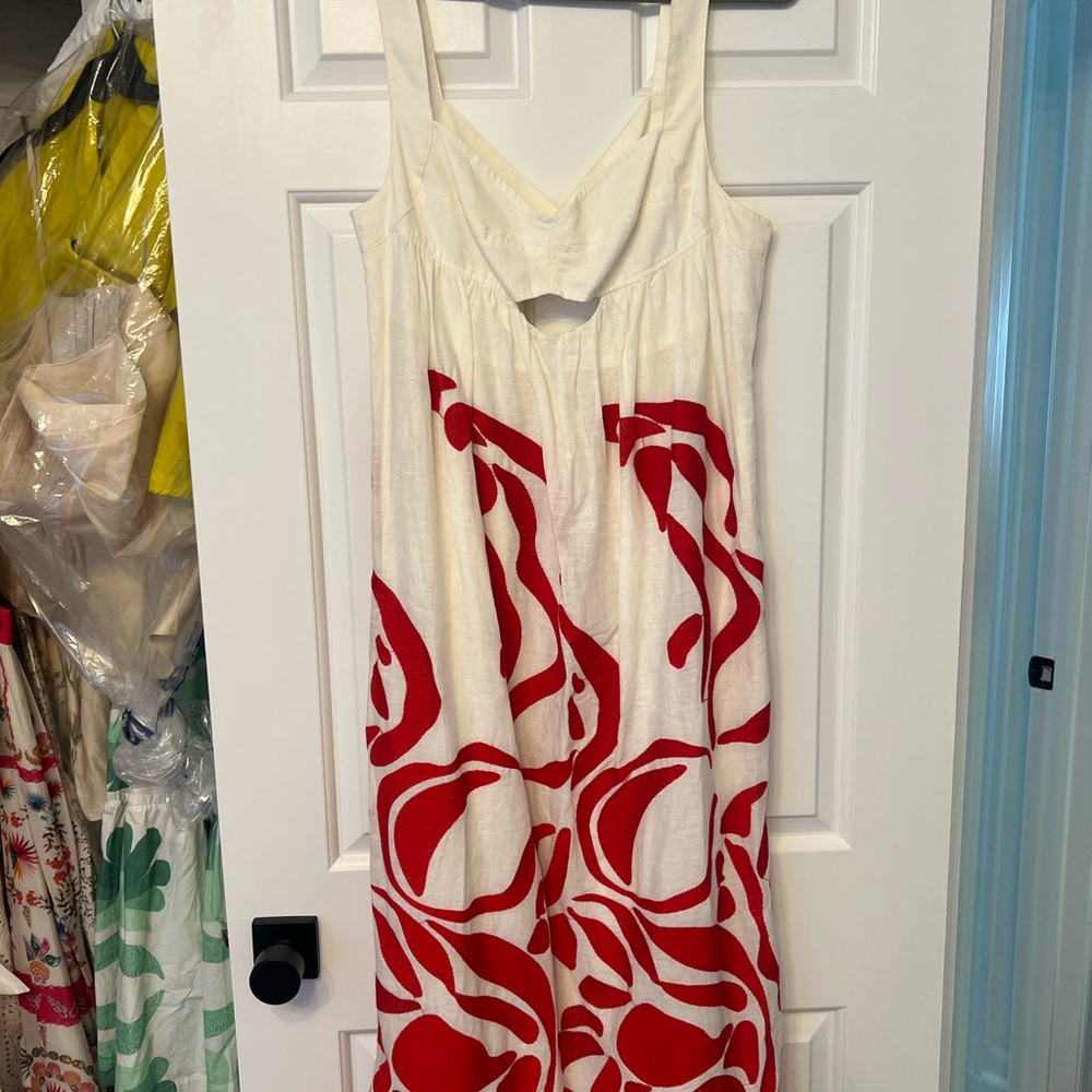 Anthropologie Elegant Red and White Women's Dress